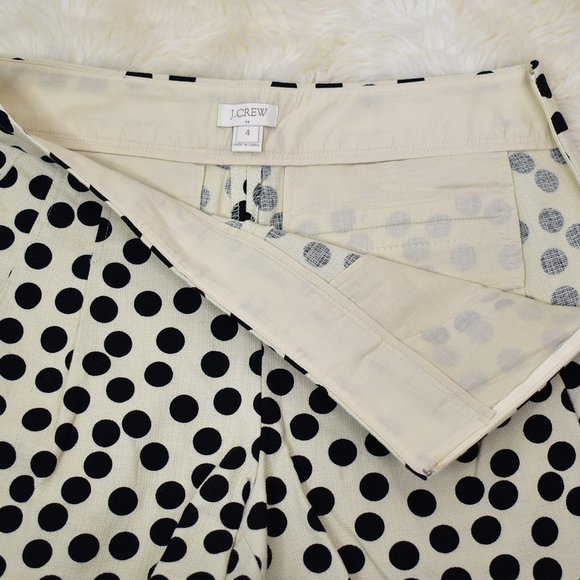 J Crew Factory Basketweave High Rise Polka Dot Chino Shorts Size 4 Beige Black - Picture 7 of 11